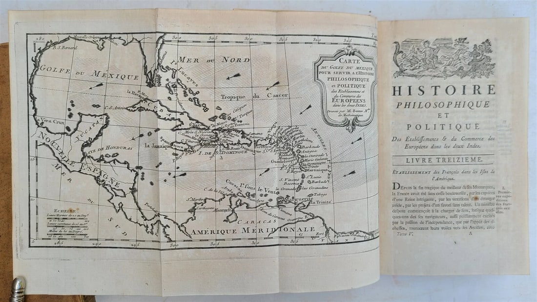 1775 HISTORY of EUROPEAN SETTLEMENTS & TRADE in INDIES 7 VOLUMES antique w/MAPS - 11
