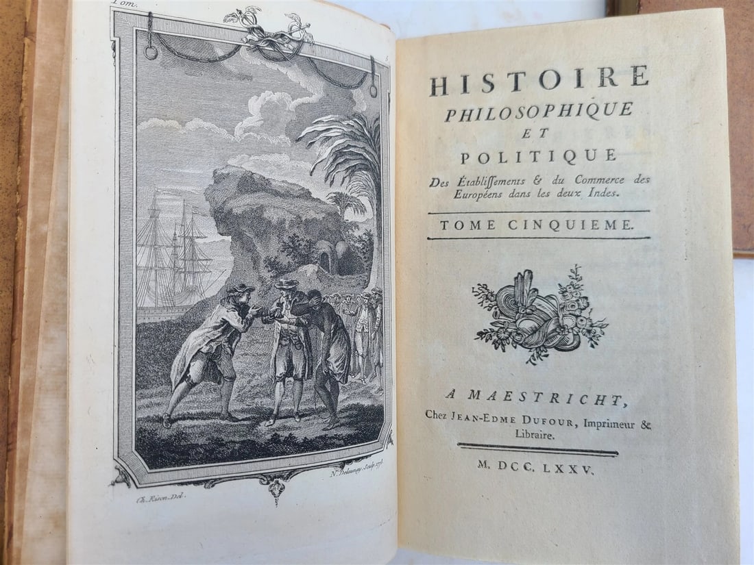 1775 HISTORY of EUROPEAN SETTLEMENTS & TRADE in INDIES 7 VOLUMES antique w/MAPS - 14