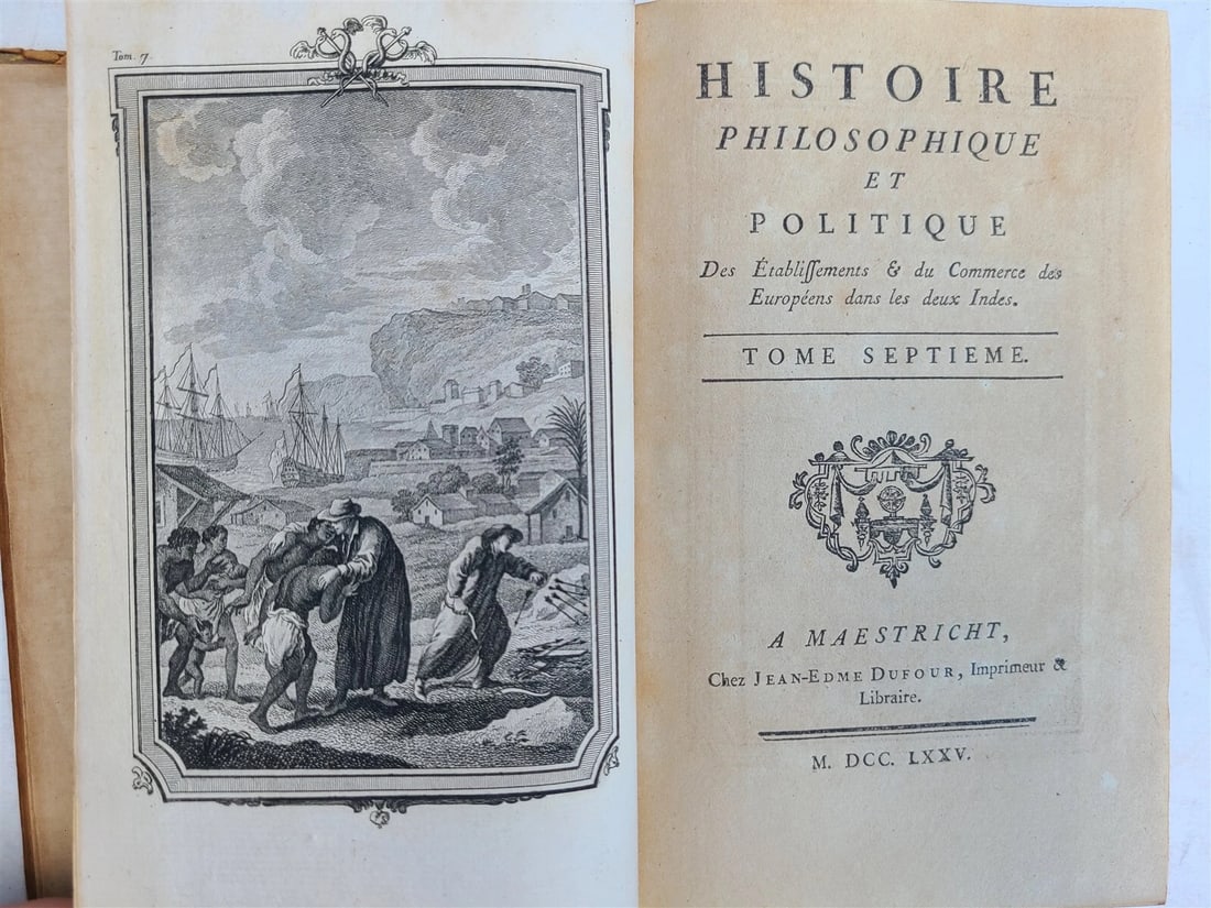 1775 HISTORY of EUROPEAN SETTLEMENTS & TRADE in INDIES 7 VOLUMES antique w/MAPS - 17