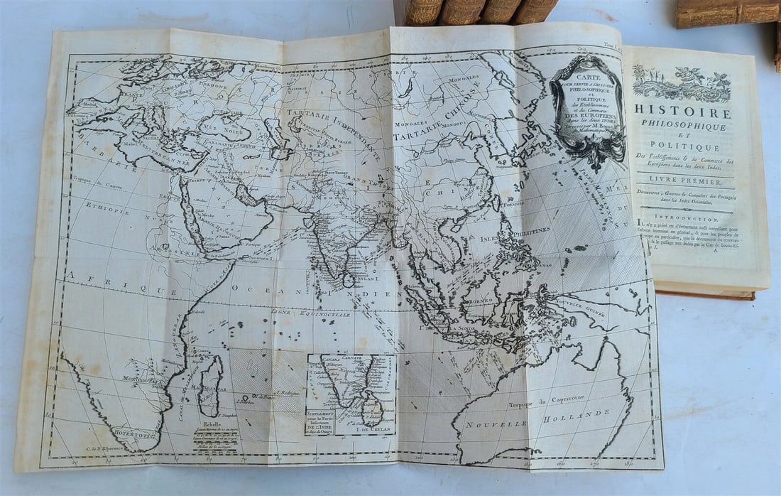 1775 HISTORY of EUROPEAN SETTLEMENTS & TRADE in INDIES 7 VOLUMES antique w/MAPS - 6
