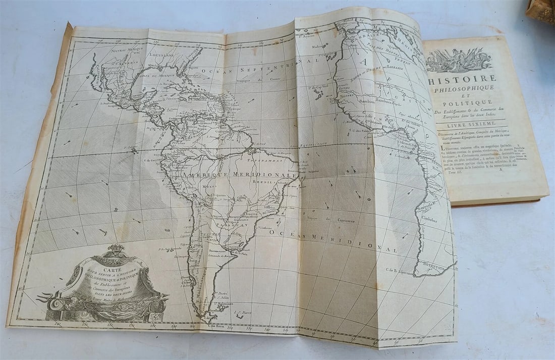 1775 HISTORY of EUROPEAN SETTLEMENTS & TRADE in INDIES 7 VOLUMES antique w/MAPS - 9