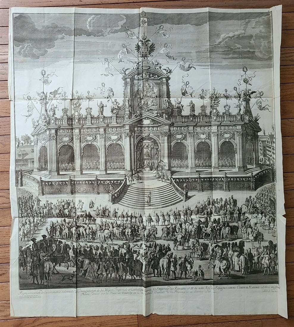 1719 CHARLES VI INAGUARATION LARGE FOLIO ILLUSTRATED w/ FOLD OUT PLATES antique - 10