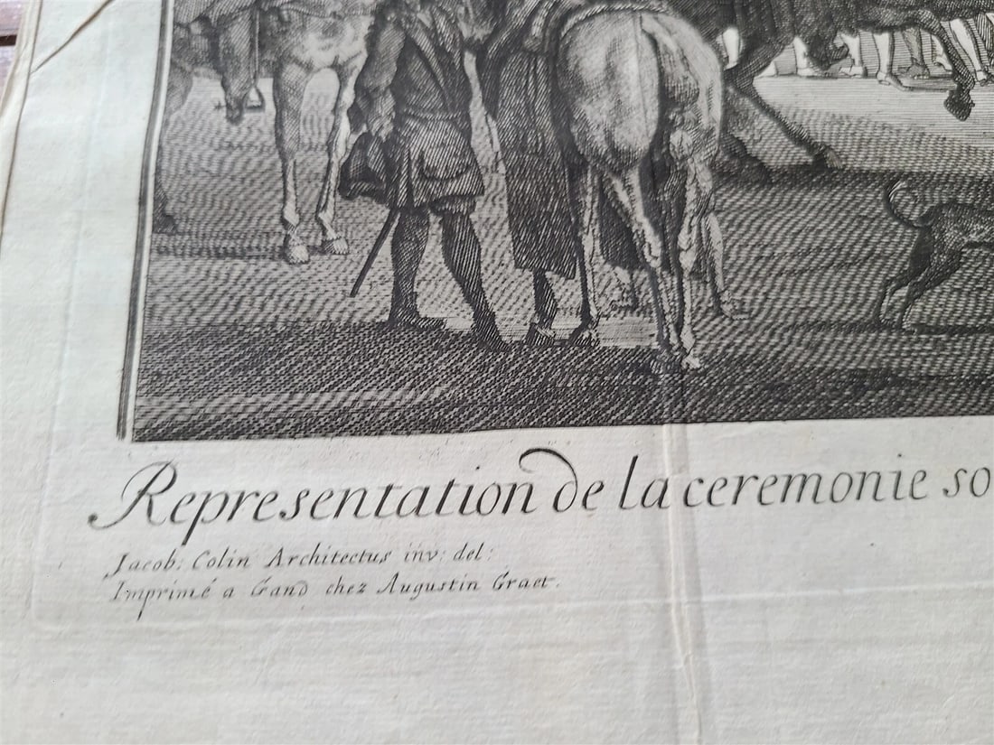 1719 CHARLES VI INAGUARATION LARGE FOLIO ILLUSTRATED w/ FOLD OUT PLATES antique - 12