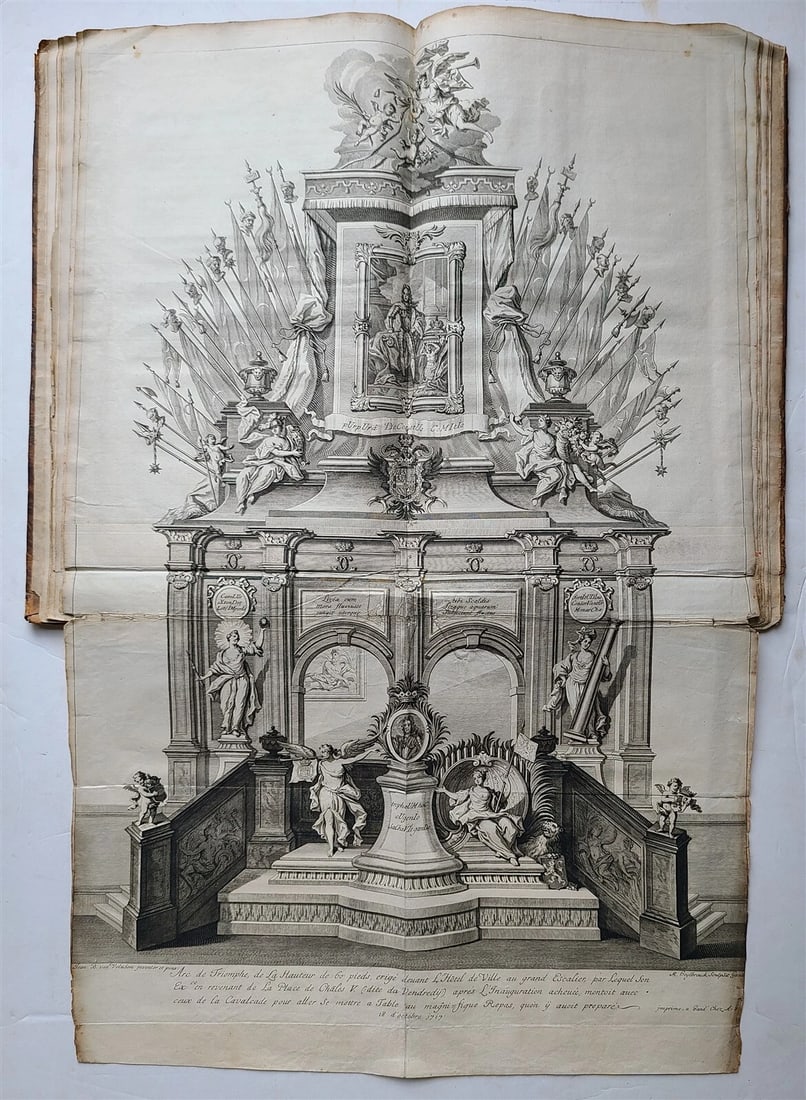 1719 CHARLES VI INAGUARATION LARGE FOLIO ILLUSTRATED w/ FOLD OUT PLATES antique - 15