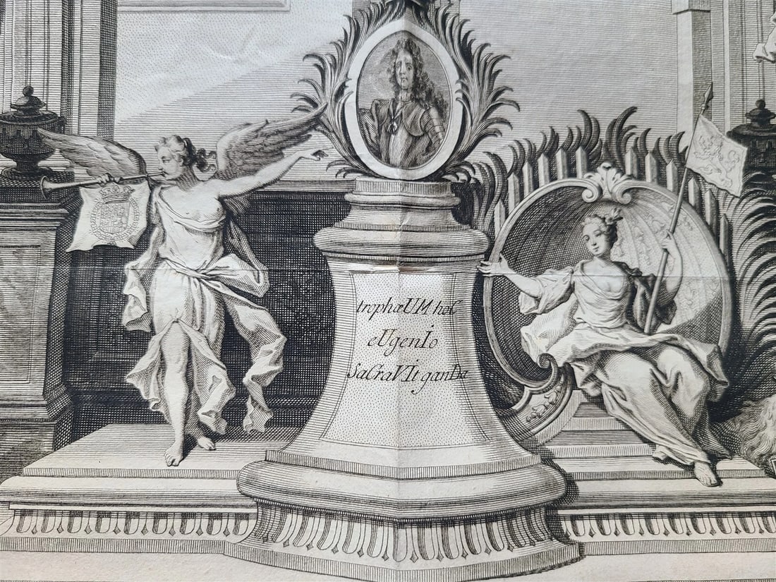 1719 CHARLES VI INAGUARATION LARGE FOLIO ILLUSTRATED w/ FOLD OUT PLATES antique - 17