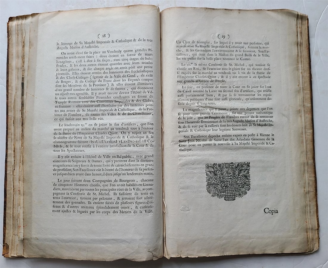 1719 CHARLES VI INAGUARATION LARGE FOLIO ILLUSTRATED w/ FOLD OUT PLATES antique - 19