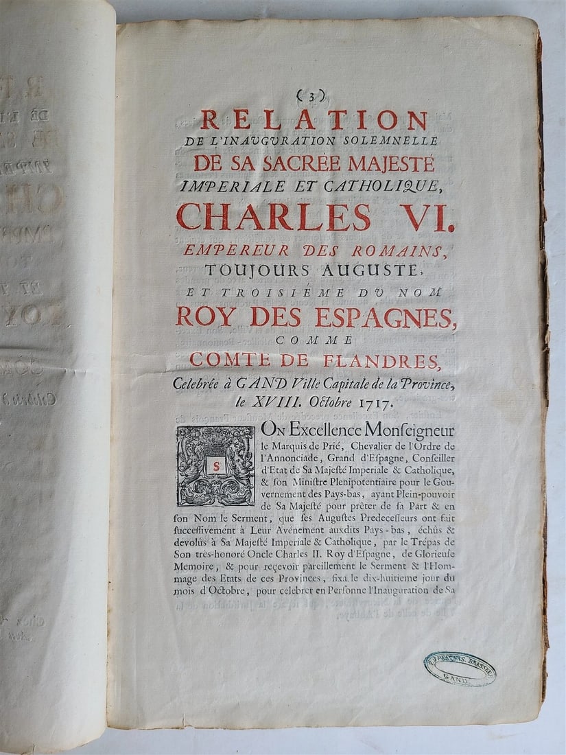1719 CHARLES VI INAGUARATION LARGE FOLIO ILLUSTRATED w/ FOLD OUT PLATES antique - 6