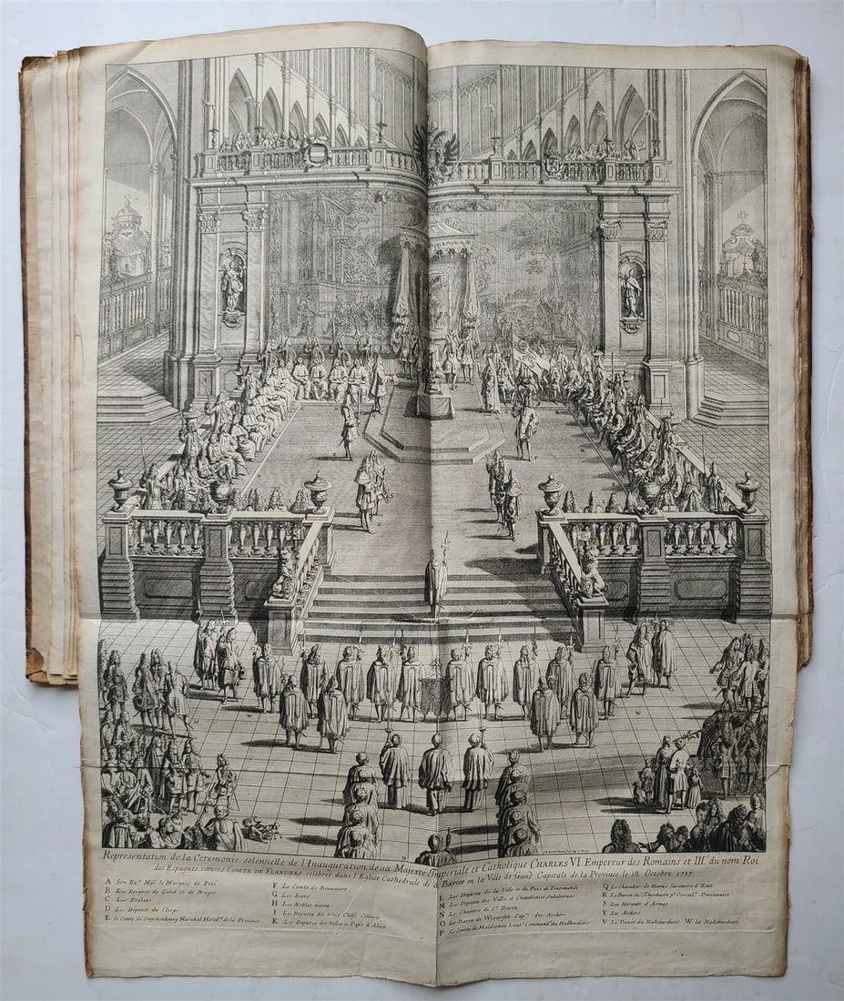 1719 CHARLES VI INAGUARATION LARGE FOLIO ILLUSTRATED w/ FOLD OUT PLATES antique - 7