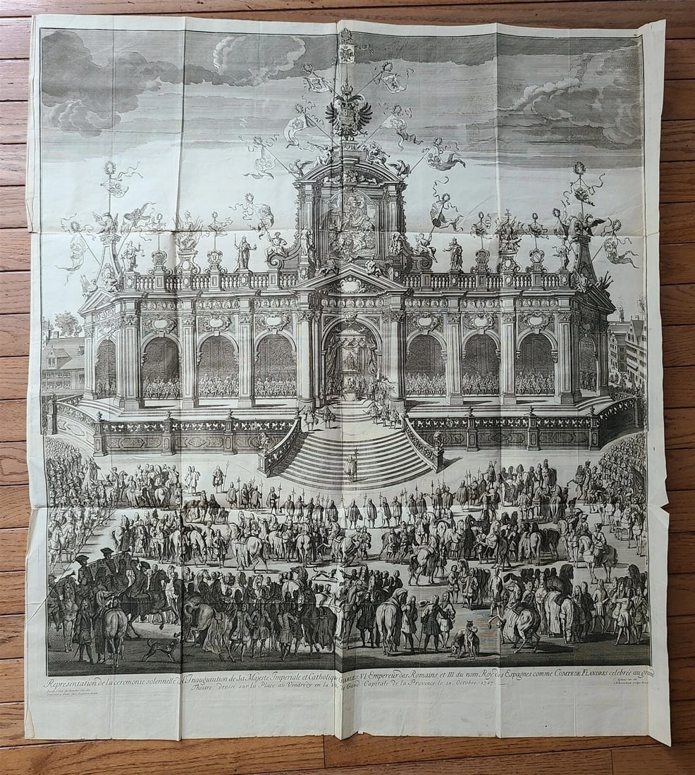 1719 CHARLES VI INAGUARATION LARGE FOLIO ILLUSTRATED w/ FOLD OUT PLATES antique - 9