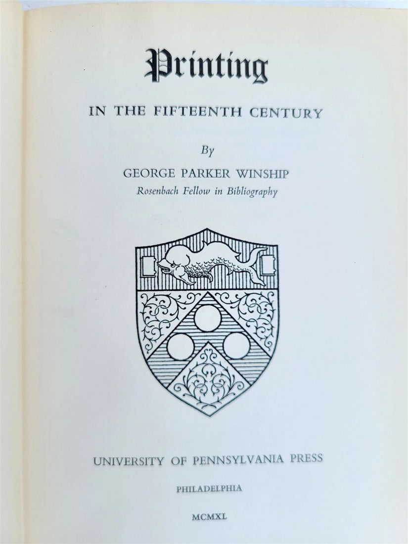 PRINTING in FIFTEENTH CENTURY by GEORGE P. WINSHIP reference book - 2