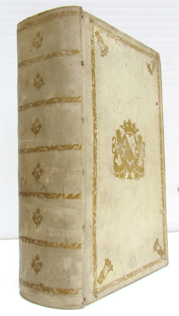 1744 ROMAN HISTORY ARMORIAL VELLUM BINDING antique w/ MAP by LUCIUS FLORUS - 2