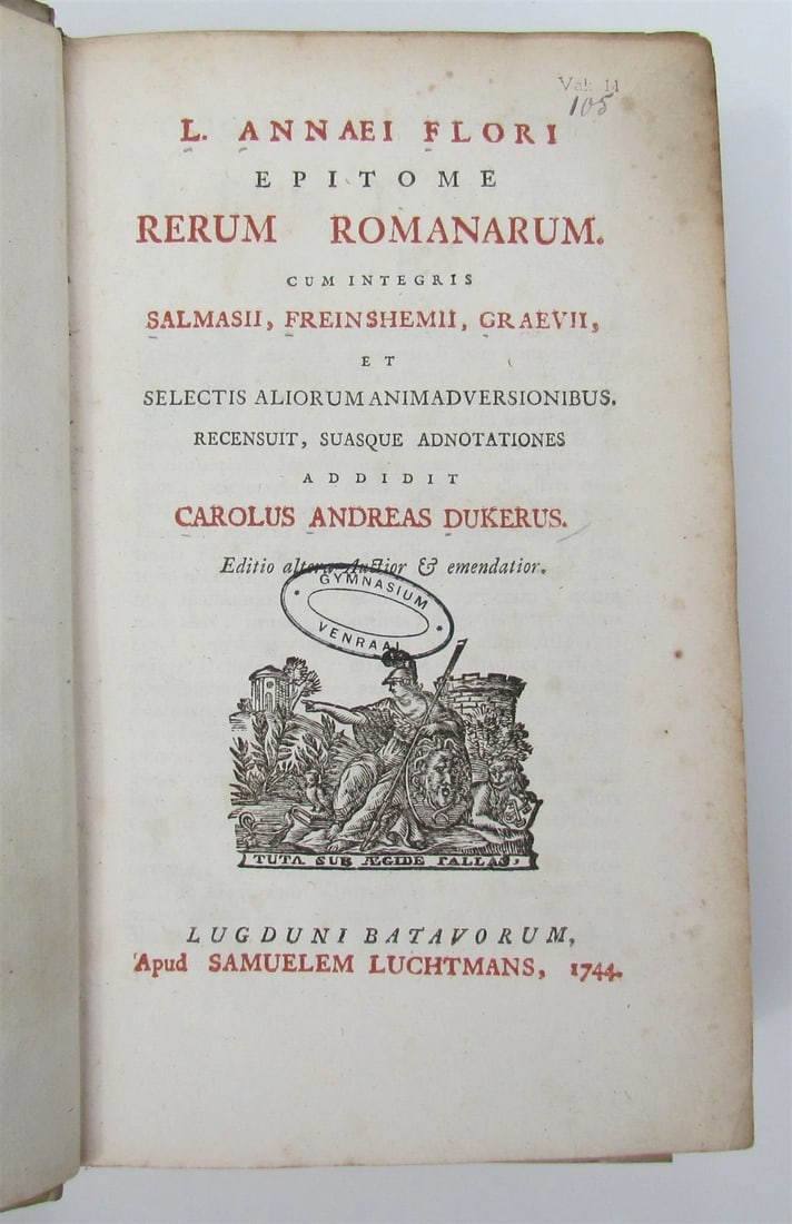 1744 ROMAN HISTORY ARMORIAL VELLUM BINDING antique w/ MAP by LUCIUS FLORUS - 6