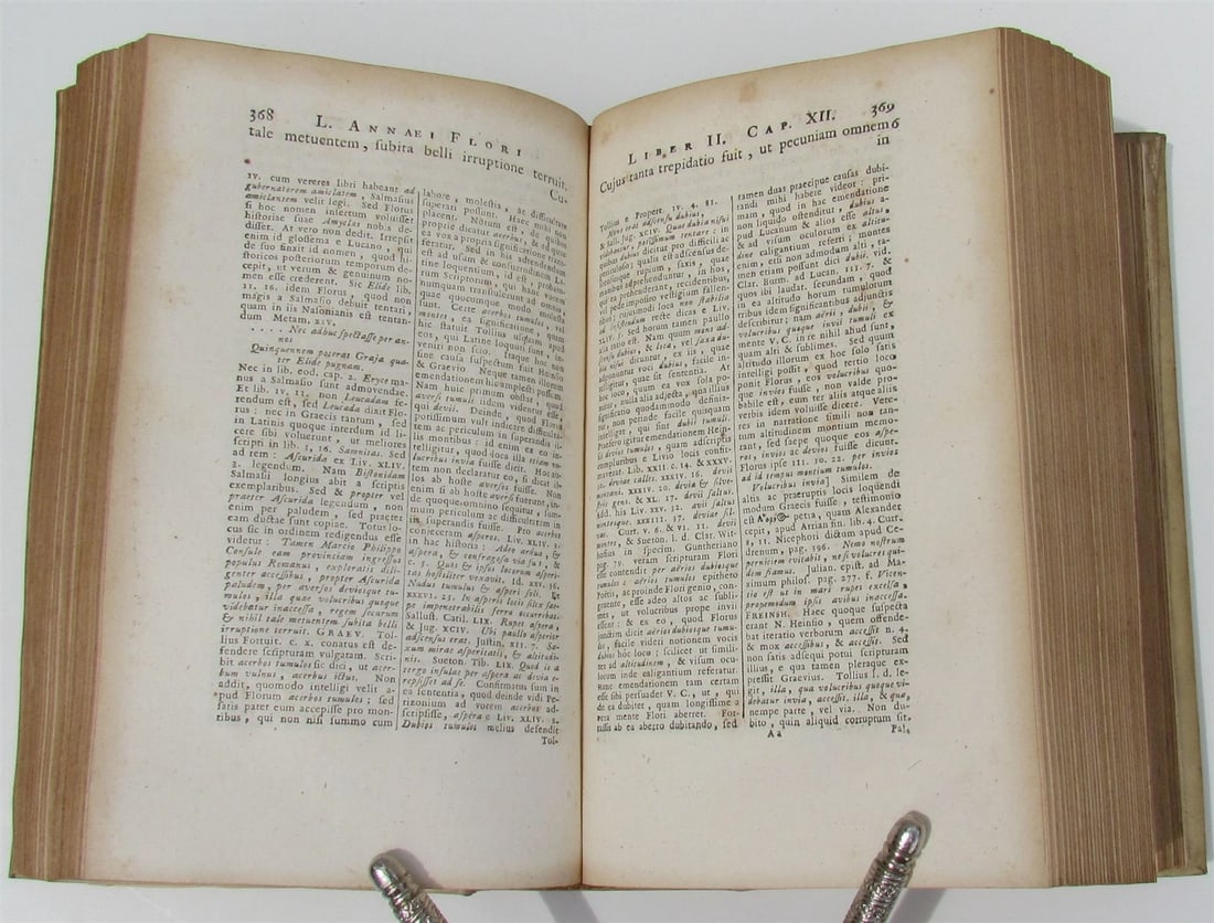1744 ROMAN HISTORY ARMORIAL VELLUM BINDING antique w/ MAP by LUCIUS FLORUS - 9
