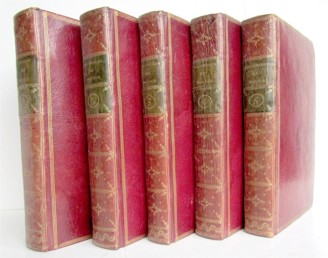 1757 DECAMERON by Giovanni BOCCACCIO antique 5 VOLUMES ILLUSTRATED w/ 110 plates - 2