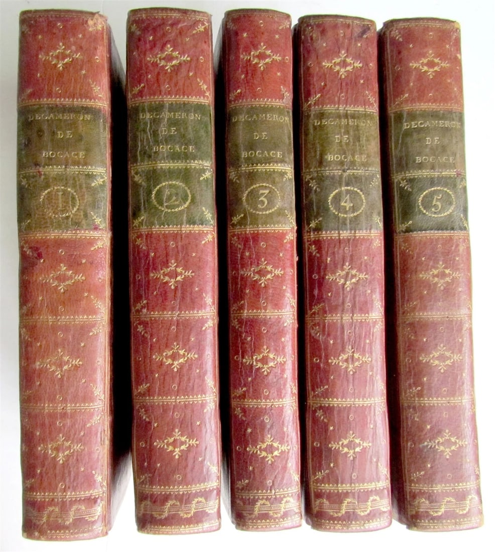 1757 DECAMERON by Giovanni BOCCACCIO antique 5 VOLUMES ILLUSTRATED w/ 110 plates - 4