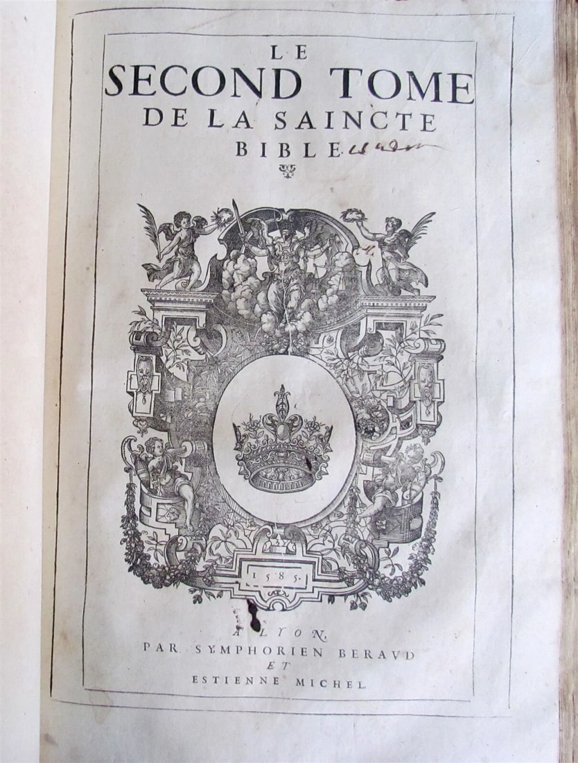 1585 LEUVEN BIBLE illustrated MASSIVE FOLIO antique in FRENCH La Saincte Bible - 2