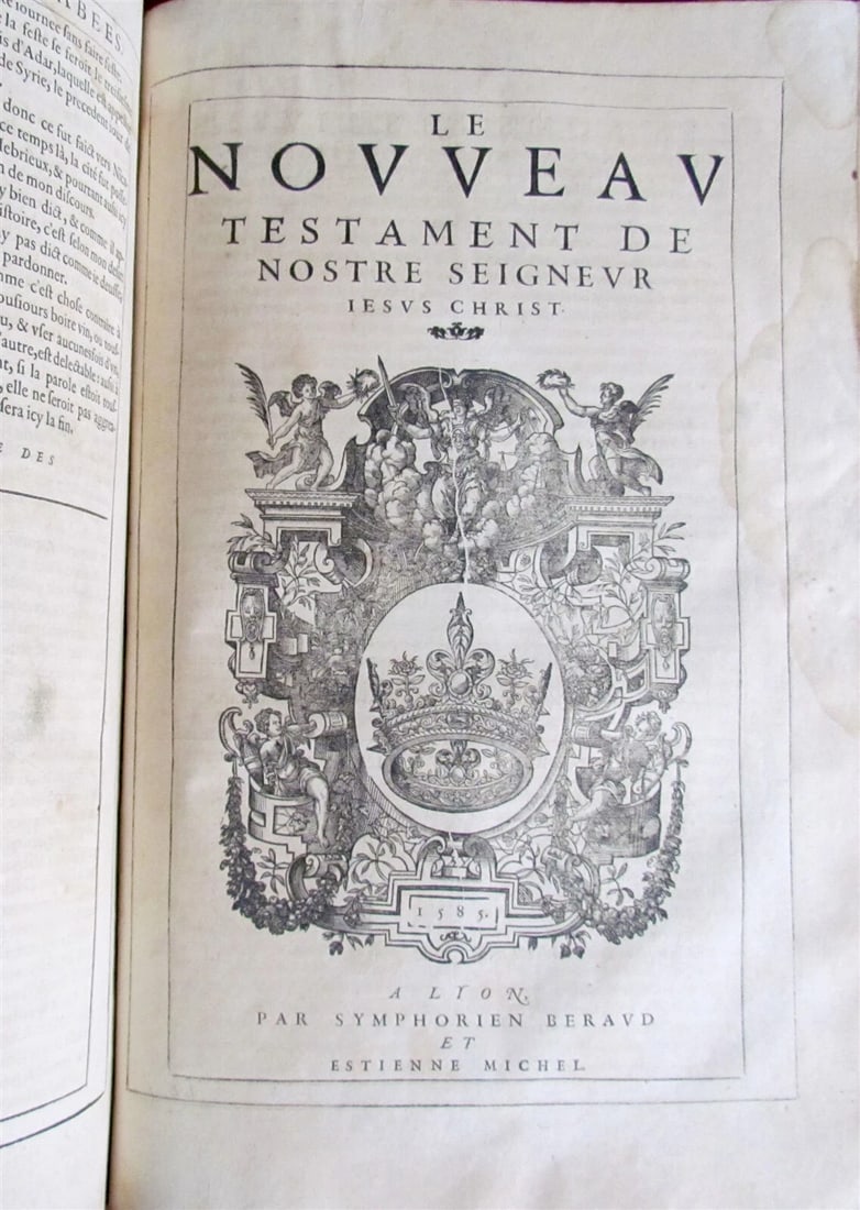 1585 LEUVEN BIBLE illustrated MASSIVE FOLIO antique in FRENCH La Saincte Bible - 3