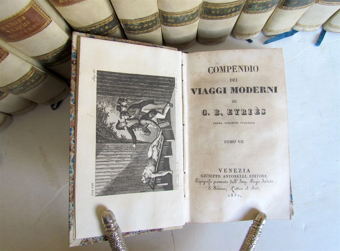 1830-1834 COLLECTION OF TRAVELS 20 VOLUMES antique Compendio dei viaggi moderni - 2
