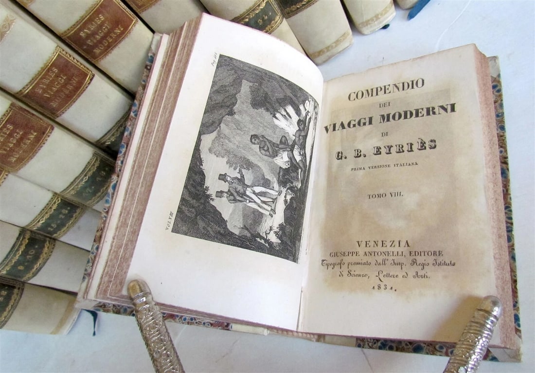 1830-1834 COLLECTION OF TRAVELS 20 VOLUMES antique Compendio dei viaggi moderni - 3