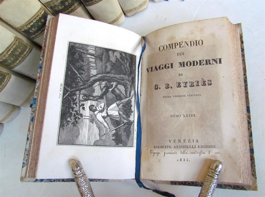 1830-1834 COLLECTION OF TRAVELS 20 VOLUMES antique Compendio dei viaggi moderni - 5