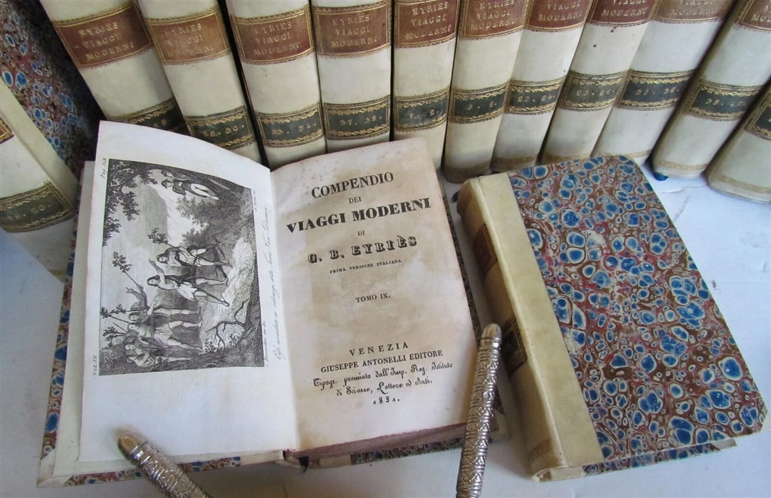 1830-1834 COLLECTION OF TRAVELS 20 VOLUMES antique Compendio dei viaggi moderni - 6