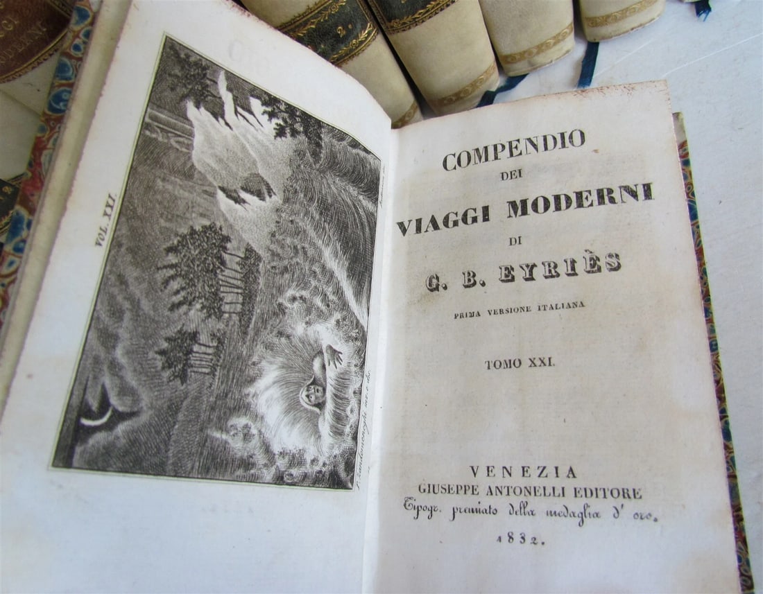 1830-1834 COLLECTION OF TRAVELS 20 VOLUMES antique Compendio dei viaggi moderni - 7