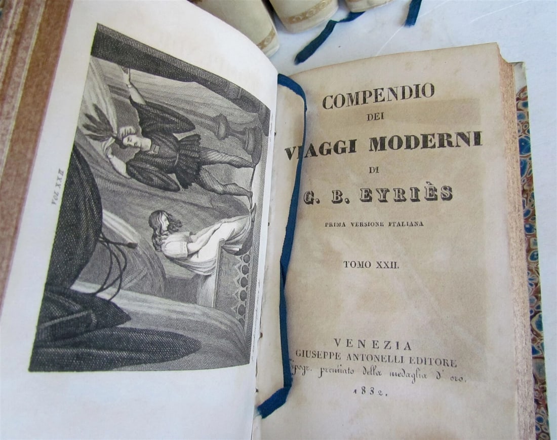 1830-1834 COLLECTION OF TRAVELS 20 VOLUMES antique Compendio dei viaggi moderni - 8