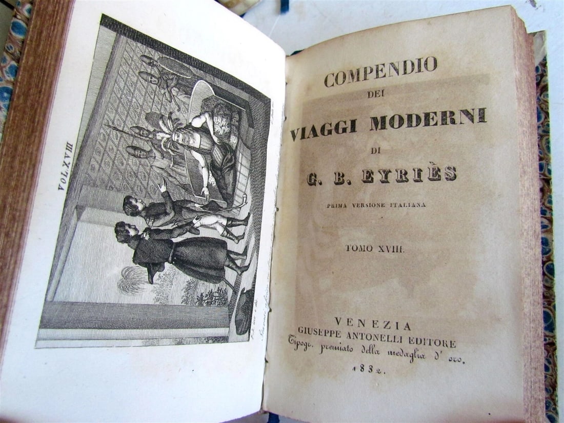 1830-1834 COLLECTION OF TRAVELS 20 VOLUMES antique Compendio dei viaggi moderni - 9