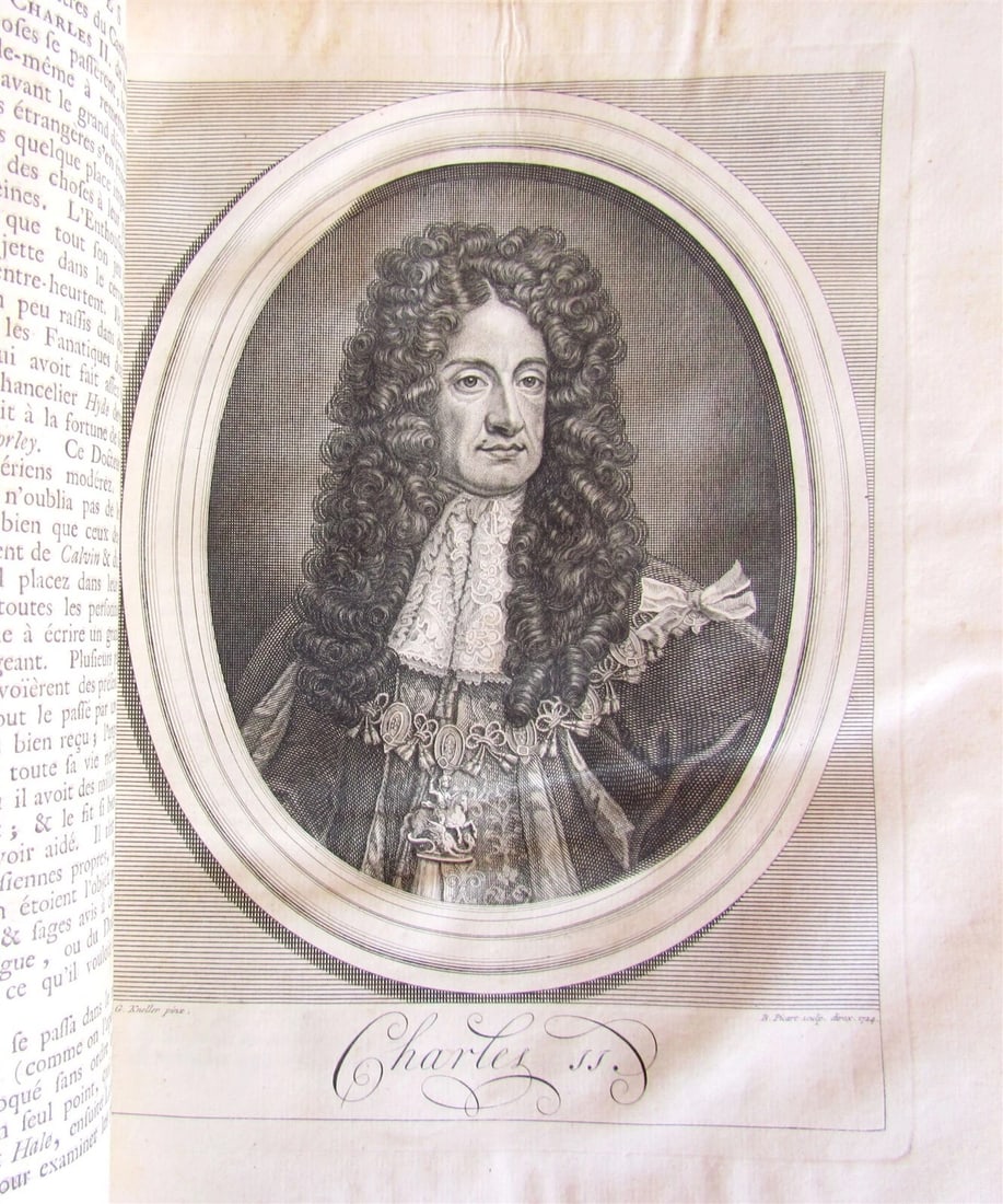 1735 HISTORY of ENGLAND by G. BURNET ILLUSTRATED 2 VOLUMES antique in FRENCH - 6