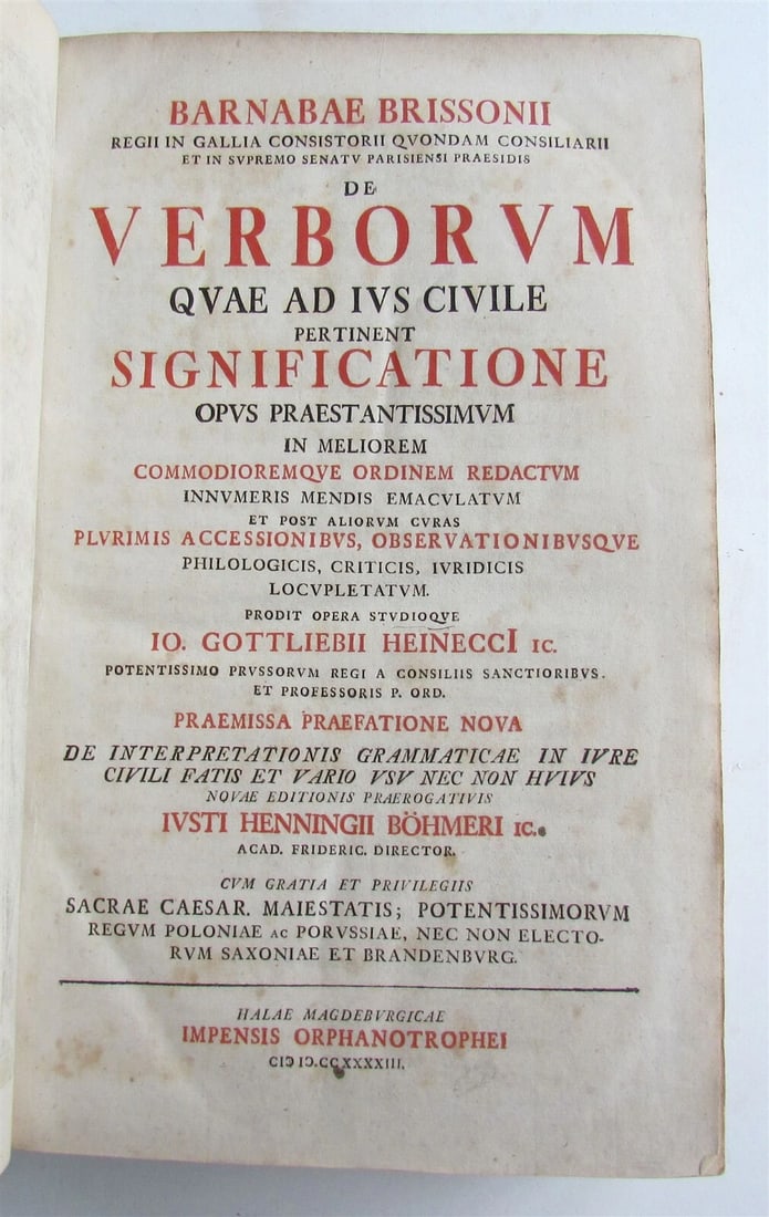 1743 LAW BOOK in Latin Juridical Dictionary antique FOLIO 9 x 14" - 6