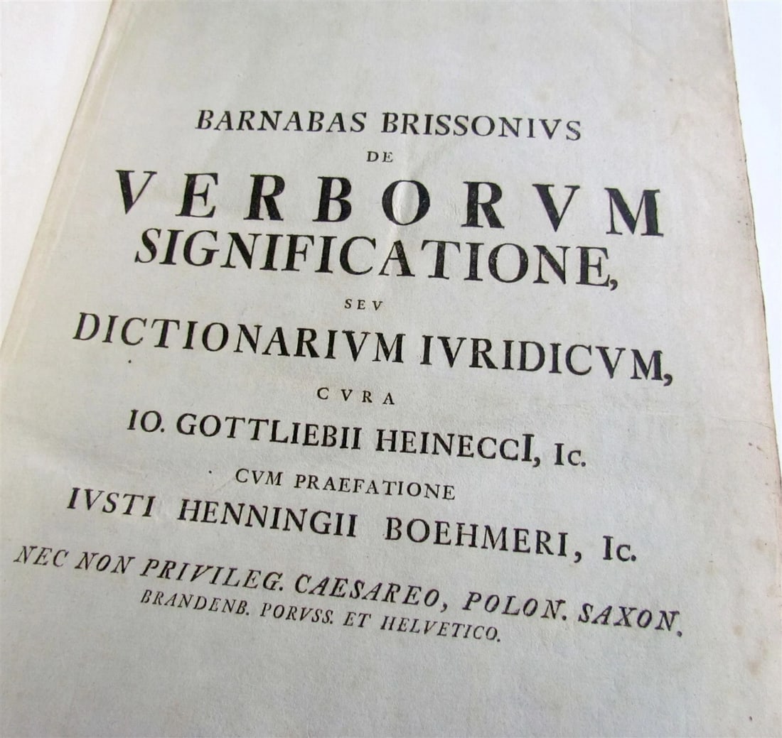 1743 LAW BOOK in Latin Juridical Dictionary antique FOLIO 9 x 14" - 8