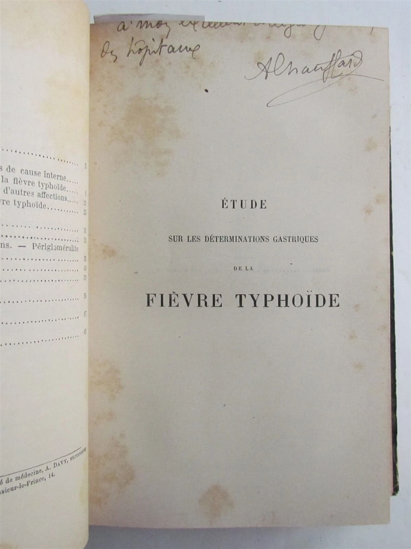 1883 TYPHOIDE FEVER TREATISE LA FIEVRE TYPHOIDE Paul Didion antique in FRENCH - 4