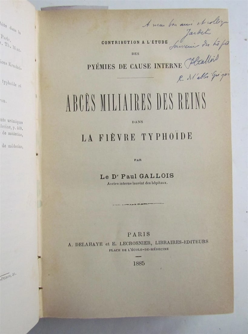 1883 TYPHOIDE FEVER TREATISE LA FIEVRE TYPHOIDE Paul Didion antique in FRENCH - 5