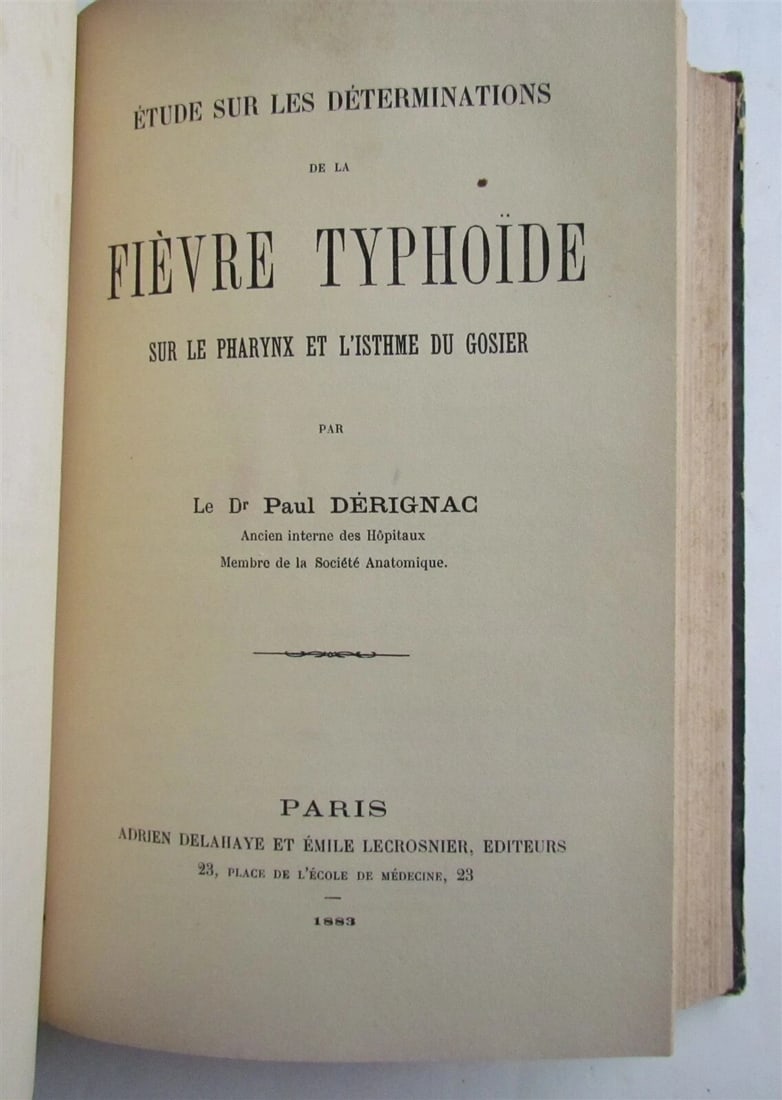 1883 TYPHOIDE FEVER TREATISE LA FIEVRE TYPHOIDE Paul Didion antique in FRENCH - 7