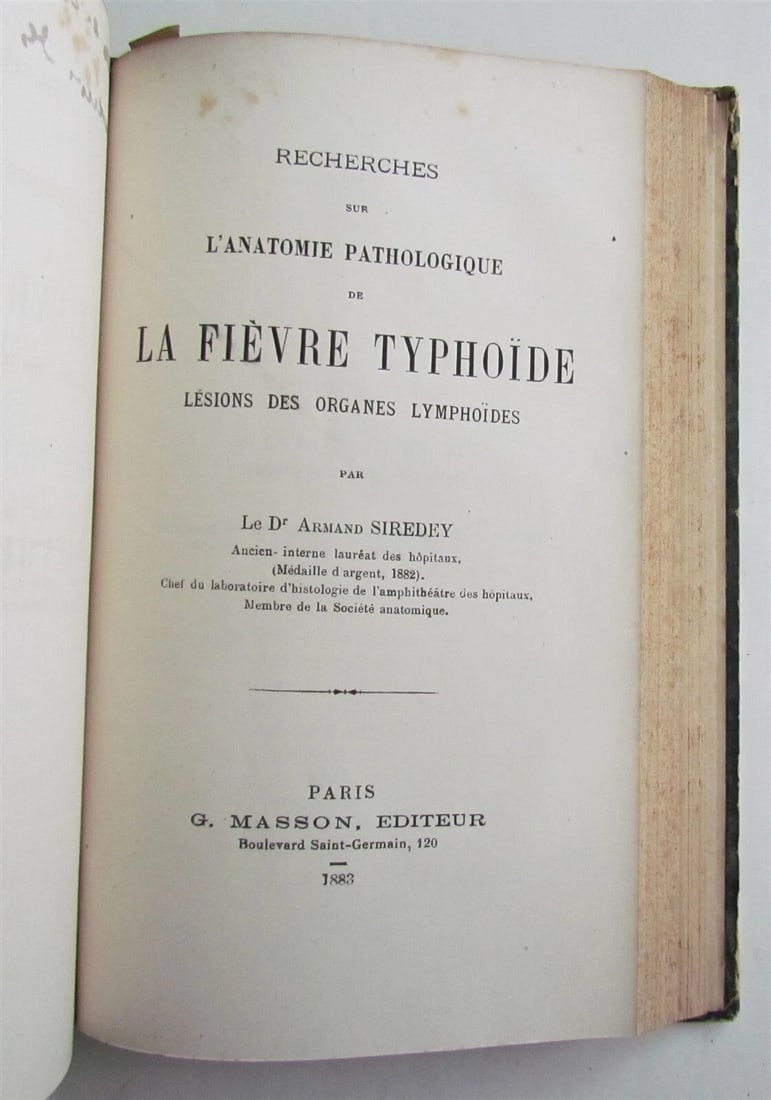 1883 TYPHOIDE FEVER TREATISE LA FIEVRE TYPHOIDE Paul Didion antique in FRENCH - 8