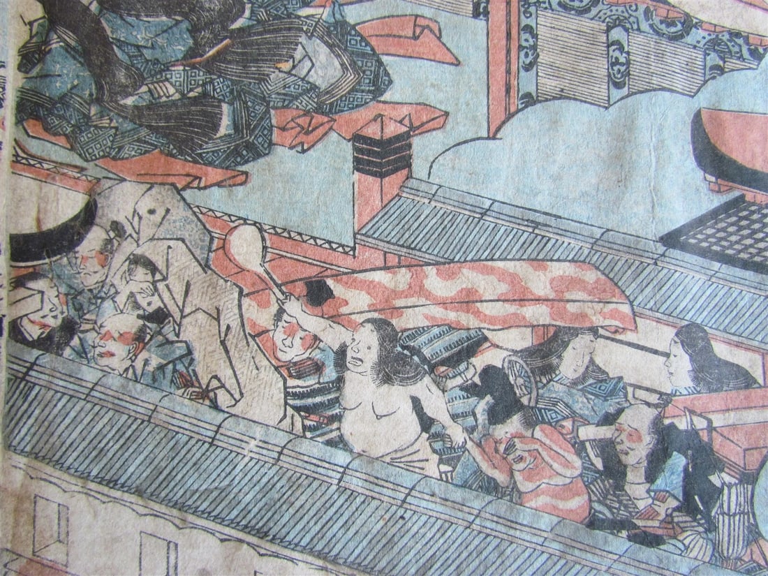 JAPANESE WOODBLOCK PRINT DIPTYCH by UTAGAWA SADAHIDE EDO PERIOD - 3