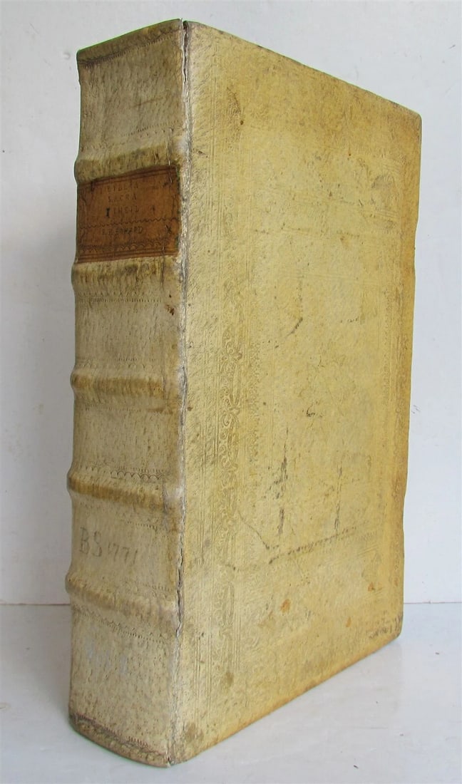 1771 BIBLE PIGSKIN MASSIVE FOLIO antique BIBLIA SACRA LATINO-GERMANICA (1 of 10)