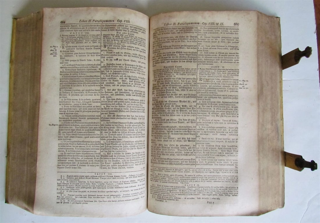 1771 BIBLE PIGSKIN MASSIVE FOLIO antique BIBLIA SACRA LATINO-GERMANICA - 6