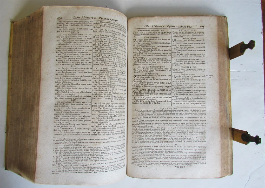 1771 BIBLE PIGSKIN MASSIVE FOLIO antique BIBLIA SACRA LATINO-GERMANICA - 8