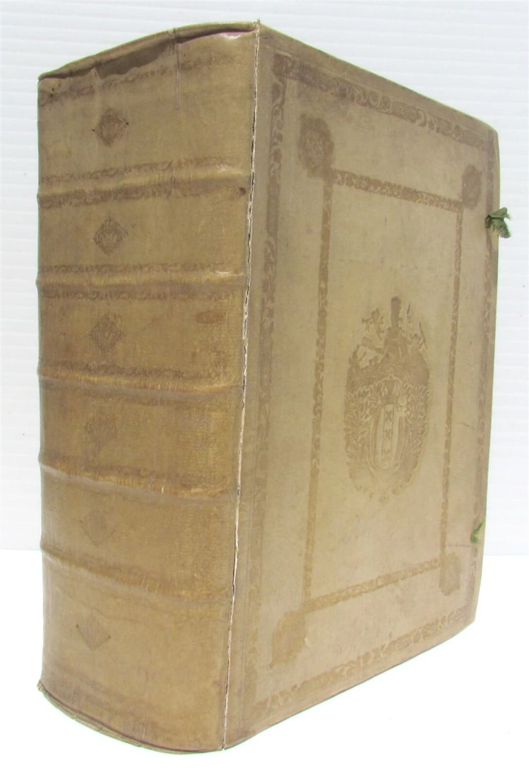 1799 Lexicon Latino-Belgicum by SCHELLERUS Amsterdam coat of arms VELLUM antique - 2
