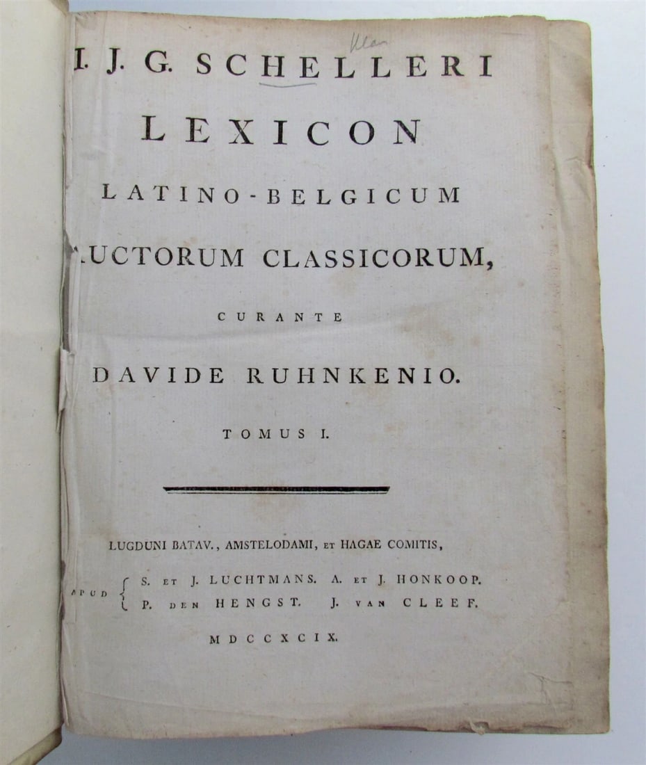 1799 Lexicon Latino-Belgicum by SCHELLERUS Amsterdam coat of arms VELLUM antique - 5