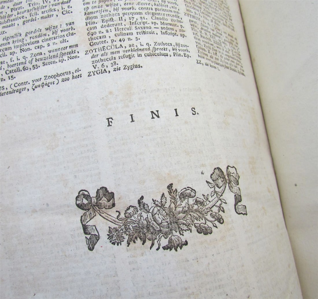 1799 Lexicon Latino-Belgicum by SCHELLERUS Amsterdam coat of arms VELLUM antique - 7