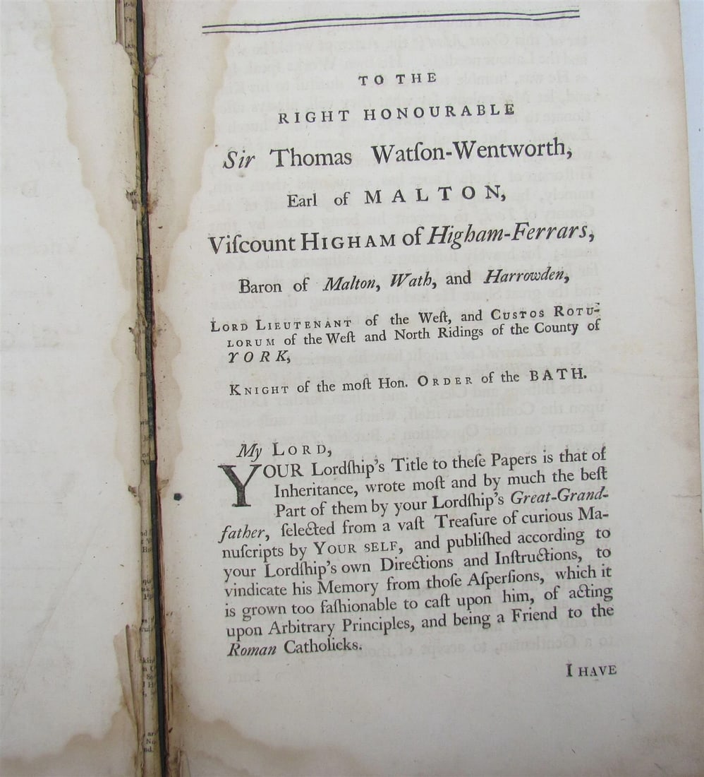 1740 STAFFORDE'S LETTERS & DISPATCHES by WILLIAM KNOWLER 2 FOLIO VOLUMES antique - 6