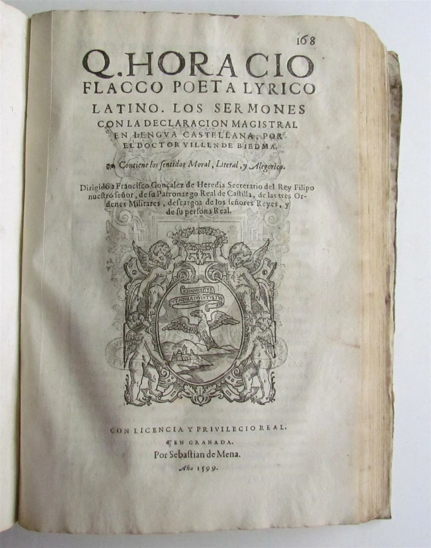 1599 HORACE WORKS in SPANISH antique POETRY VELLUM Q. HORATII FLACCI V.de Biedma - 10