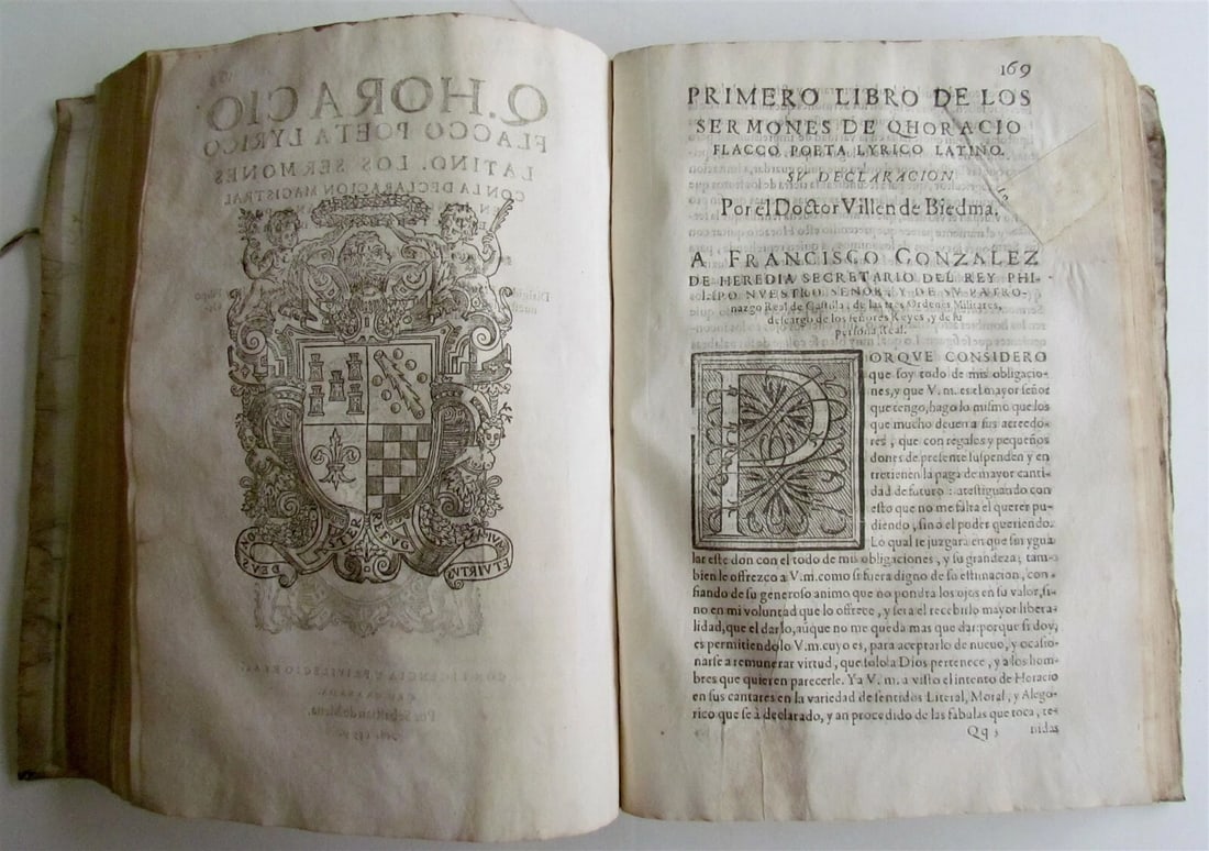 1599 HORACE WORKS in SPANISH antique POETRY VELLUM Q. HORATII FLACCI V.de Biedma - 11