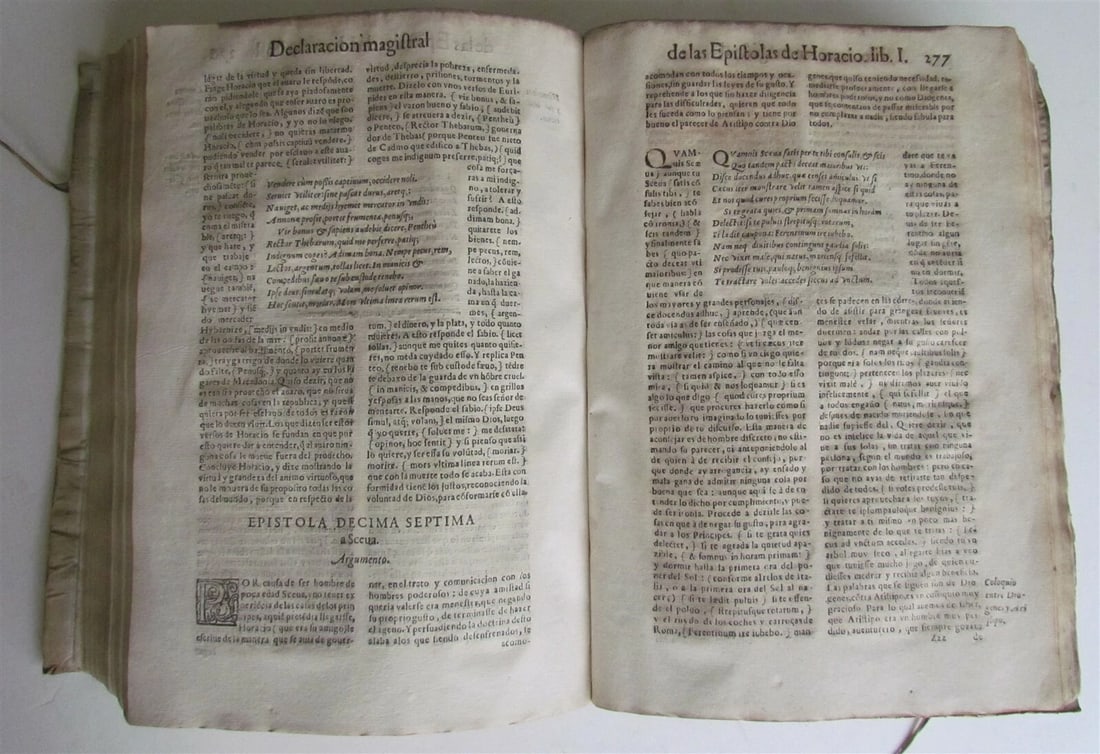1599 HORACE WORKS in SPANISH antique POETRY VELLUM Q. HORATII FLACCI V.de Biedma - 8