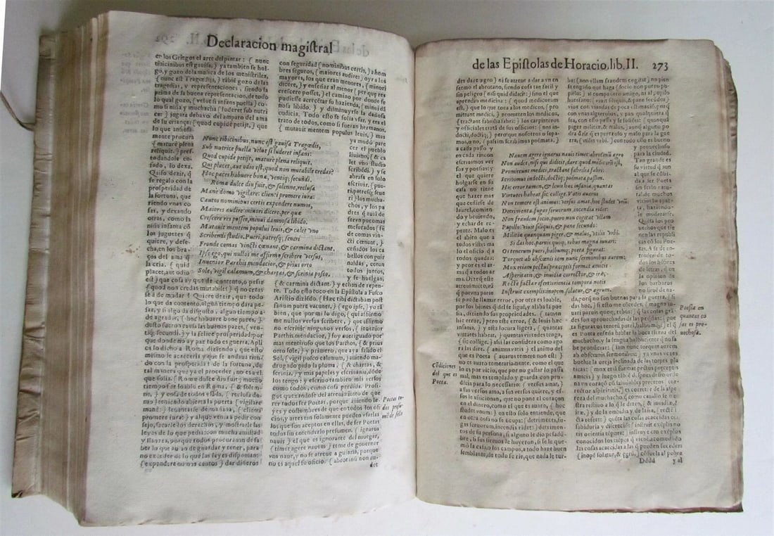 1599 HORACE WORKS in SPANISH antique POETRY VELLUM Q. HORATII FLACCI V.de Biedma - 9