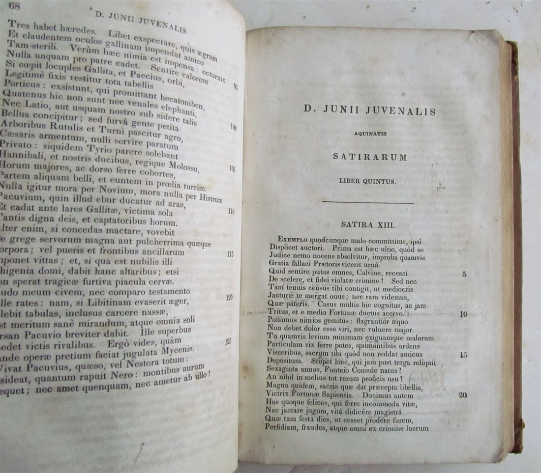 1833 AULI PERSII FLACCI DECIMI JUNII JUVENALIS antique BOSTON AMERICAN EDITION - 4