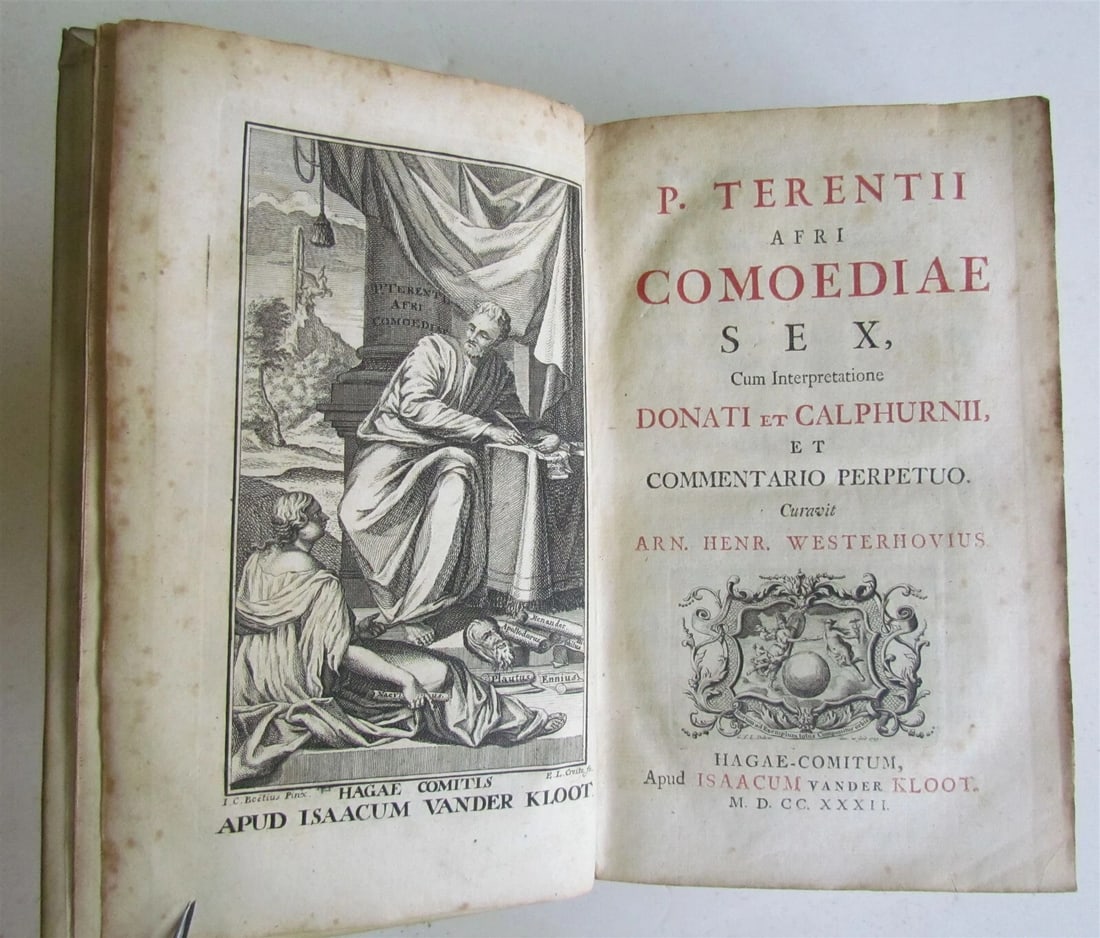 1732 AFRI COMOEDIAE SEX by TERENCE PRIZED VELLUM BINDING ANTIQUE P.TERENTII - 3