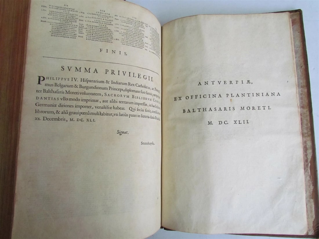 1642 BIBLE CONCORDANCE PLANTIN PRESS antique FOLIO Concordantiae Bibliorum - 7